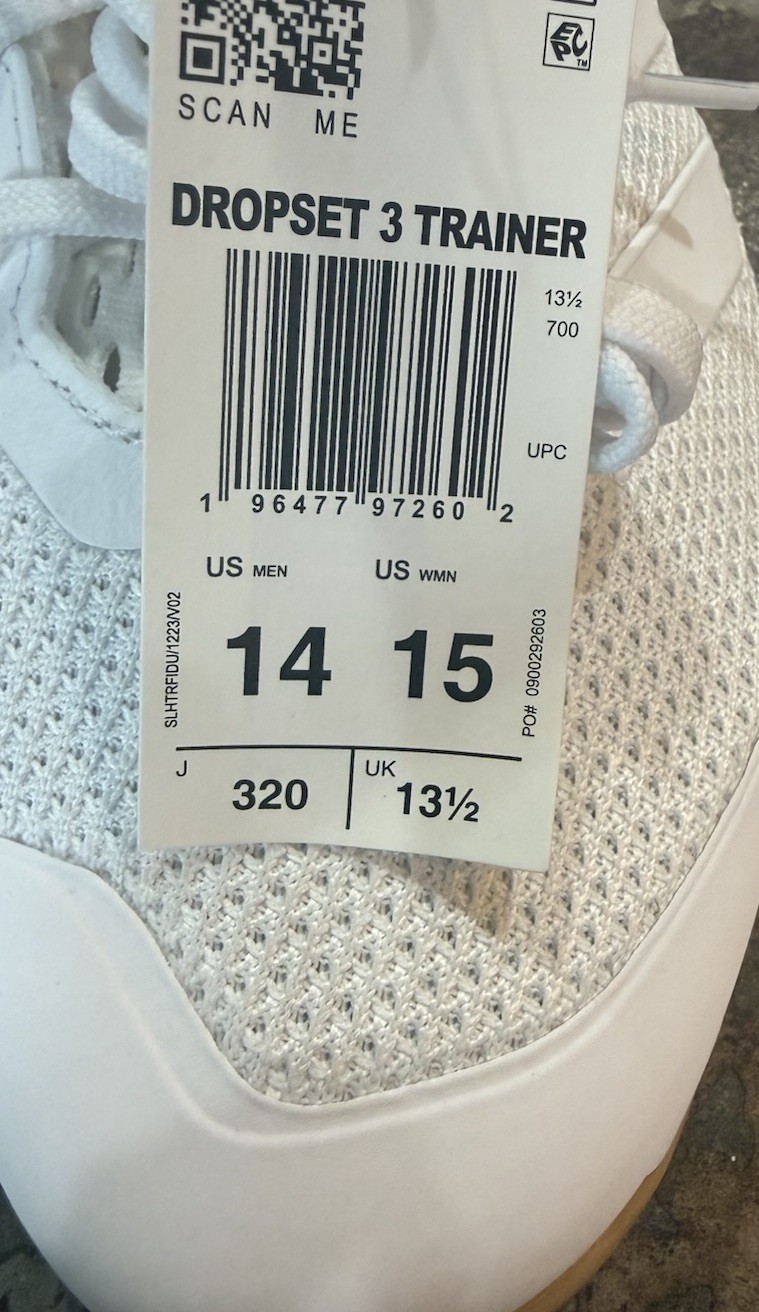 Adidas Men’s Dropset 3 Cloud White Gum Training Sneaker Shoes Size 14