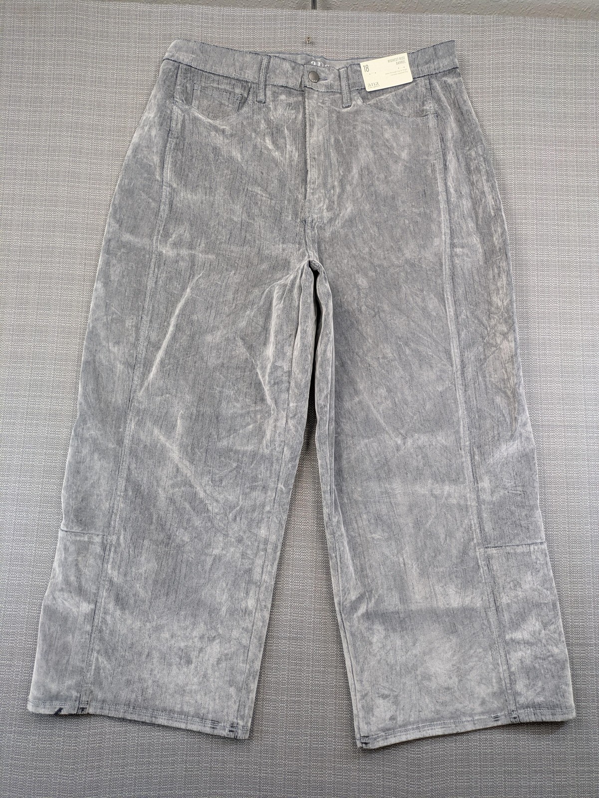 A.n.a Highest-Rise Barrel Jeans Womens 18 Gray High Rise Tapered Crop Stretch
