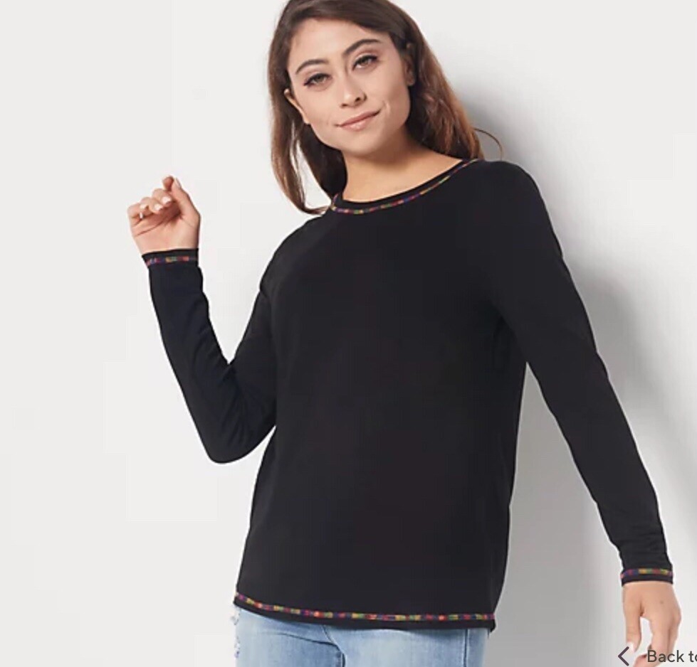Laurie Felt Cotton Rayon Made From Bamboo Long-Sleeve Tee Black Medium A399798