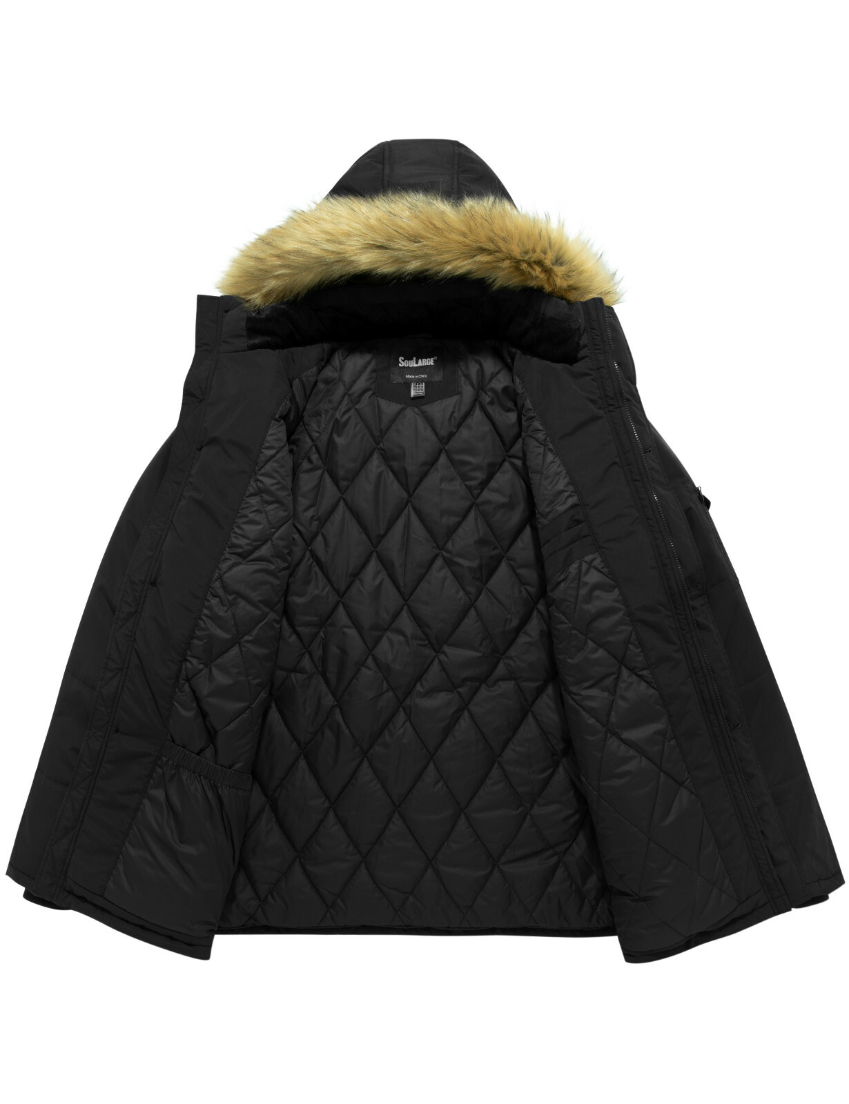 Soularge Men’s Winter Parka Jacket Big and Tall Warm Jacket with Heavy Hooded