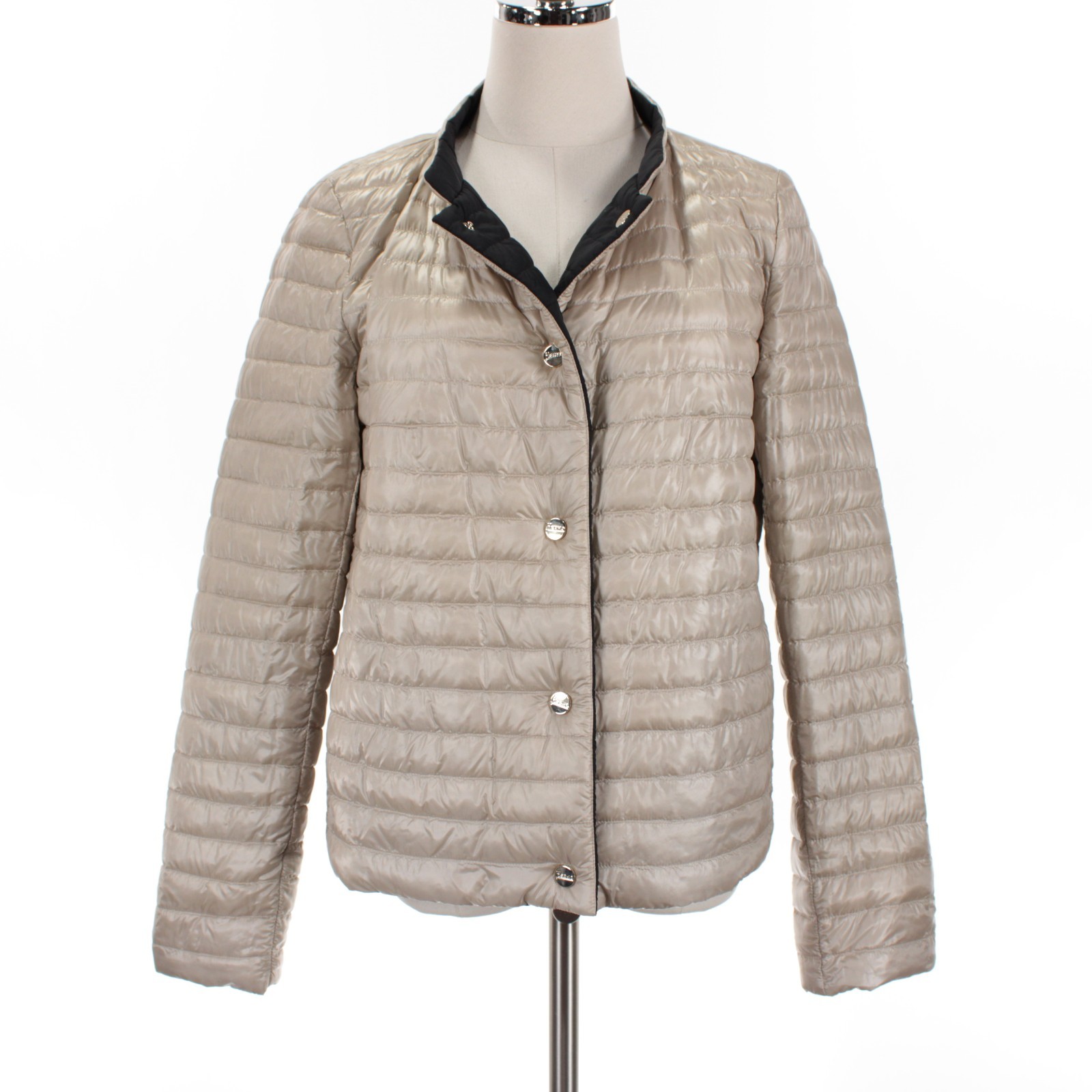Herno NWT Reversible Quilted Down Jacket Size 44 (US 8) in Black / Beige