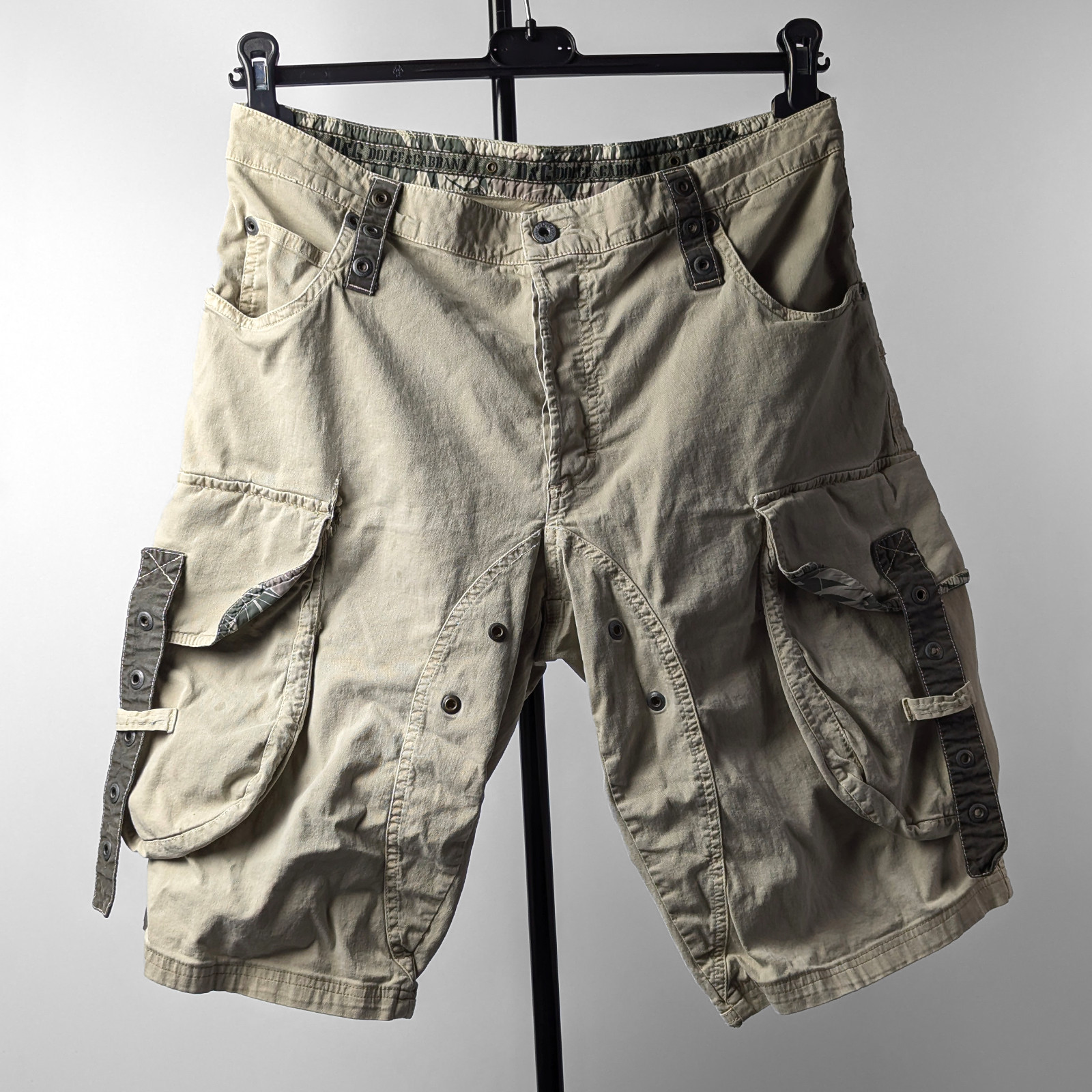 Dolce&Gabbana SS04 Distressed Multipocket Parachute Military Cargo Shorts IT52 L