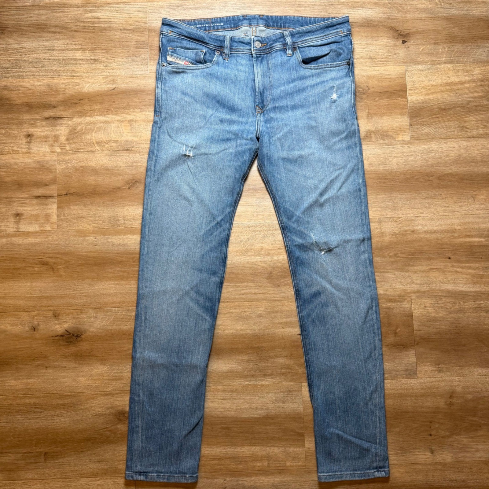 Diesel 1979 Sleenker Jeans Men 33×32 Light Blue Skinny Fit Stretch Distressed