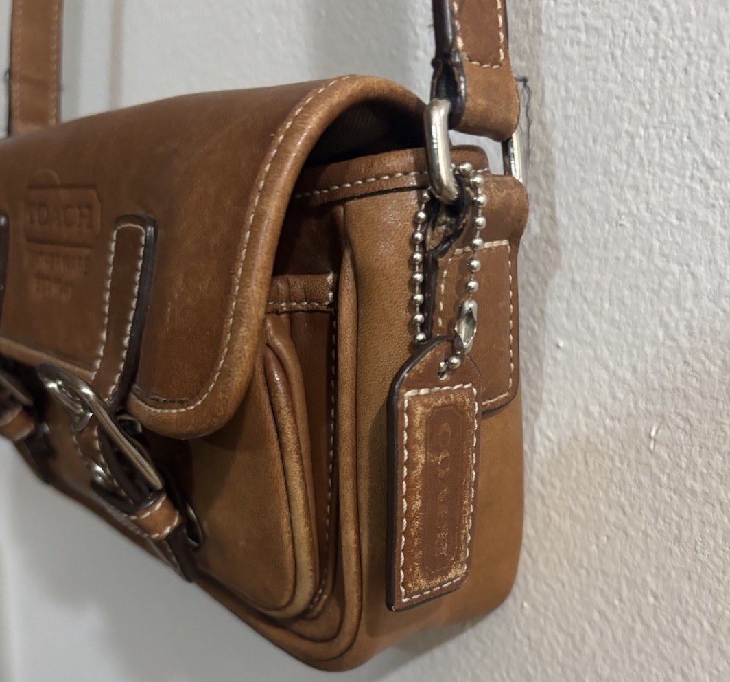 Coach Bleeker Double Buckle Crossbody Brown Leather 9355