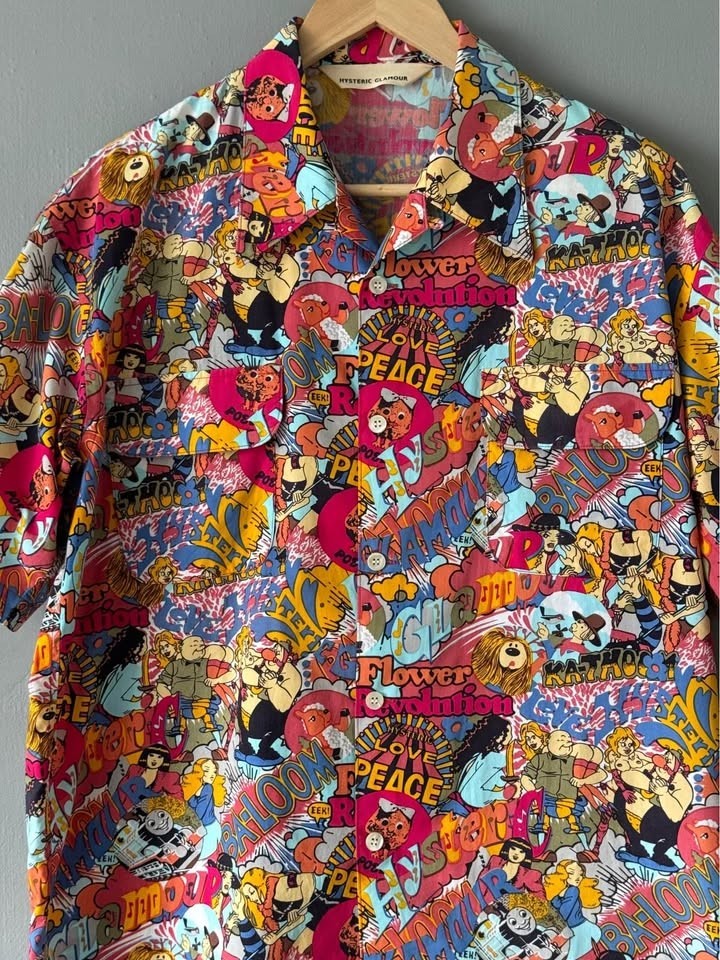 Hysteric Glamour Japan Shirt All-Over Print Cotton Flap Pockets Rare