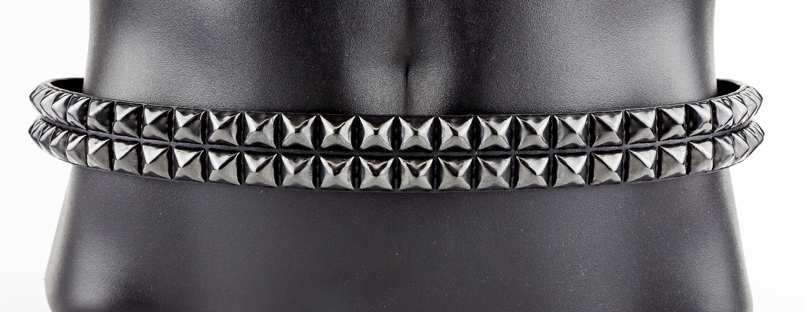 2 Row Black Gunmetal Pyramid Stud Belt Leather Punk, Metal,Thrash, Sid Vicious