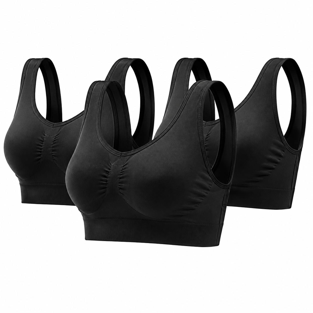 3Pack Sport Bras Seamless Wire Free Weight Support Tank Sports Yoga Sleep Bra US