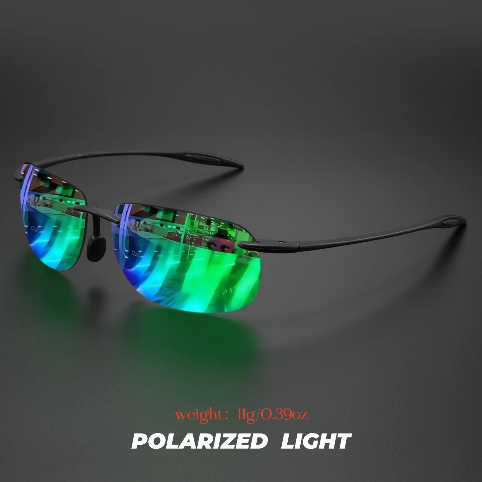 Rimless TR90 Sunglasses Polarized UV400 Lenses Lightweight Outdoor Men Glasses