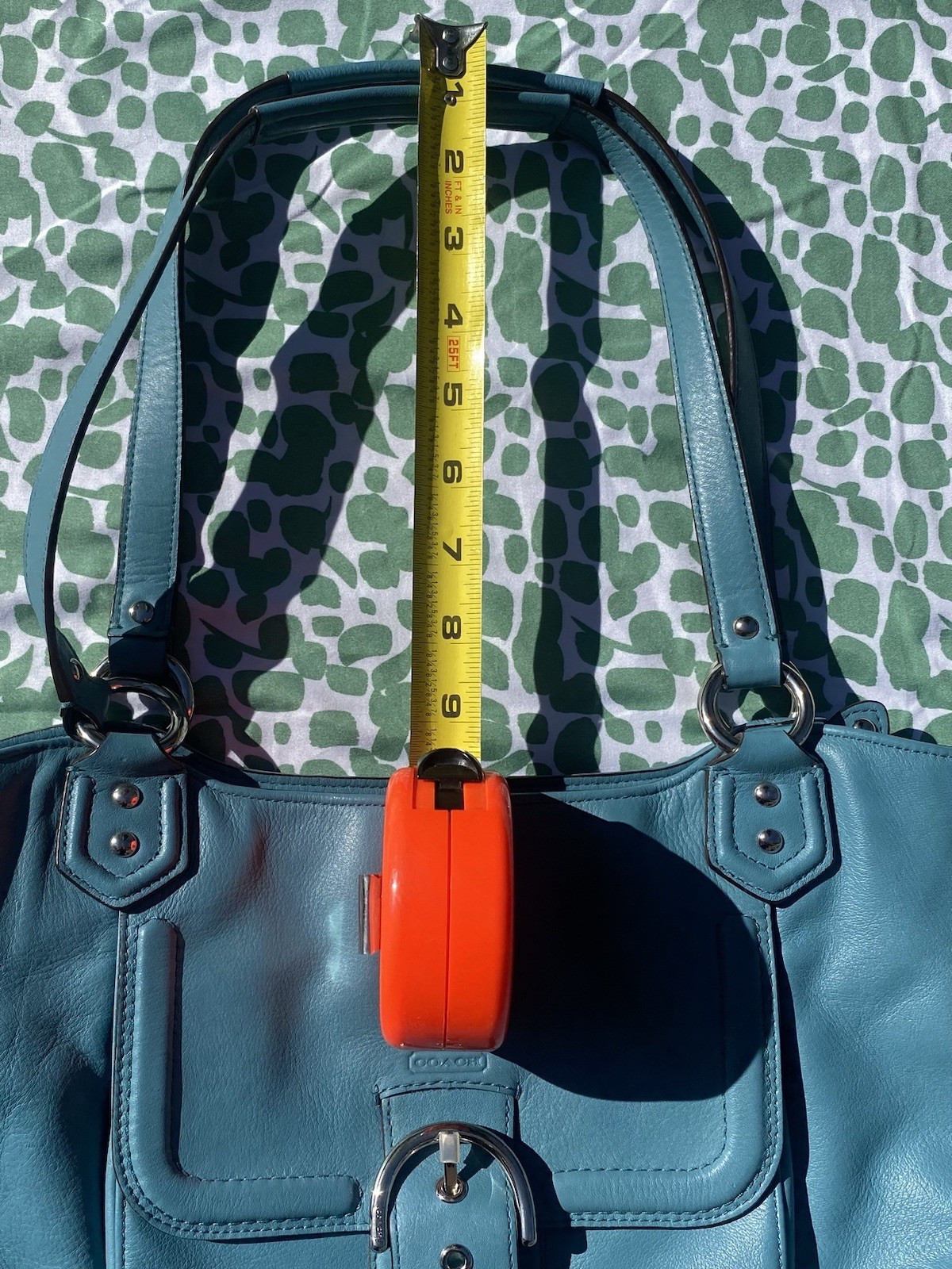 Coach Women’s Blue Shoulder Bag, Buckle Accent, Magnetic & Zip Closure, Inner P…