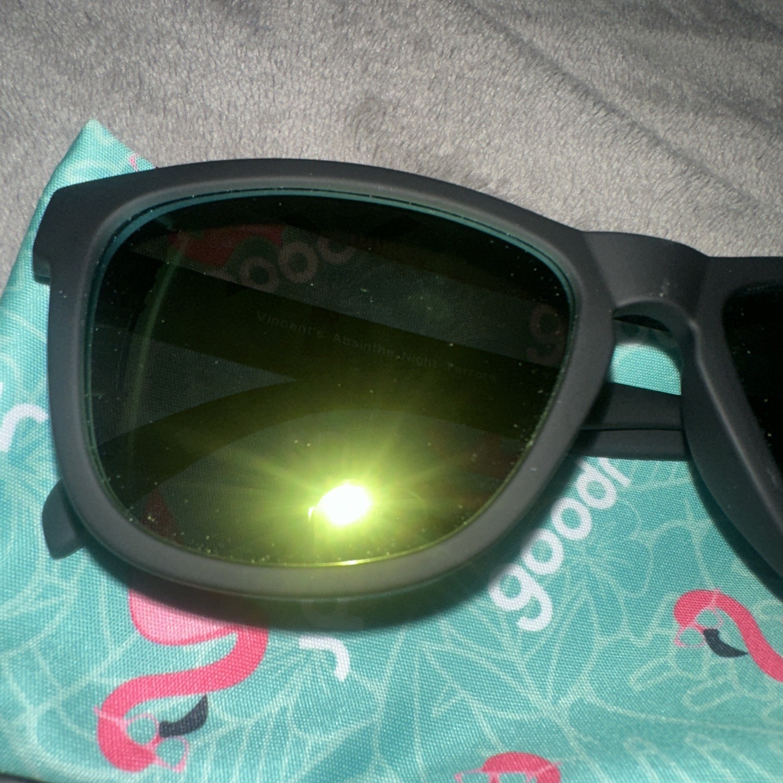 Goodr Sunglasses “Vincent’s Absinthe Night Terrors” Black Frame Mirror Lens NEW