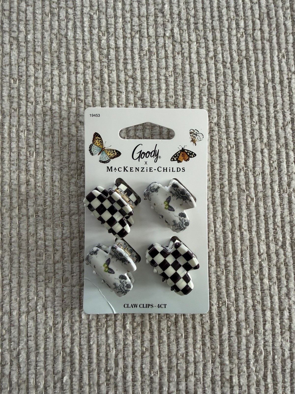 Goody X Mackenzie Childs 4pc Mini Black Check & Multi Color Hair Claw Clips🦋
