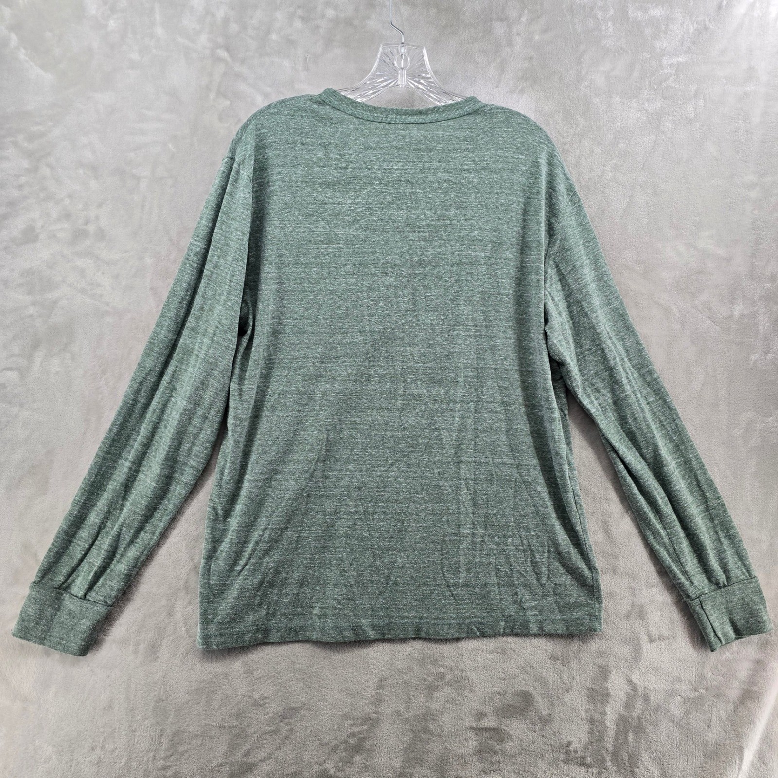 Gustin Henley Men Large Green Long Sleeve Tri-blend Made in USA Heathered Shirt