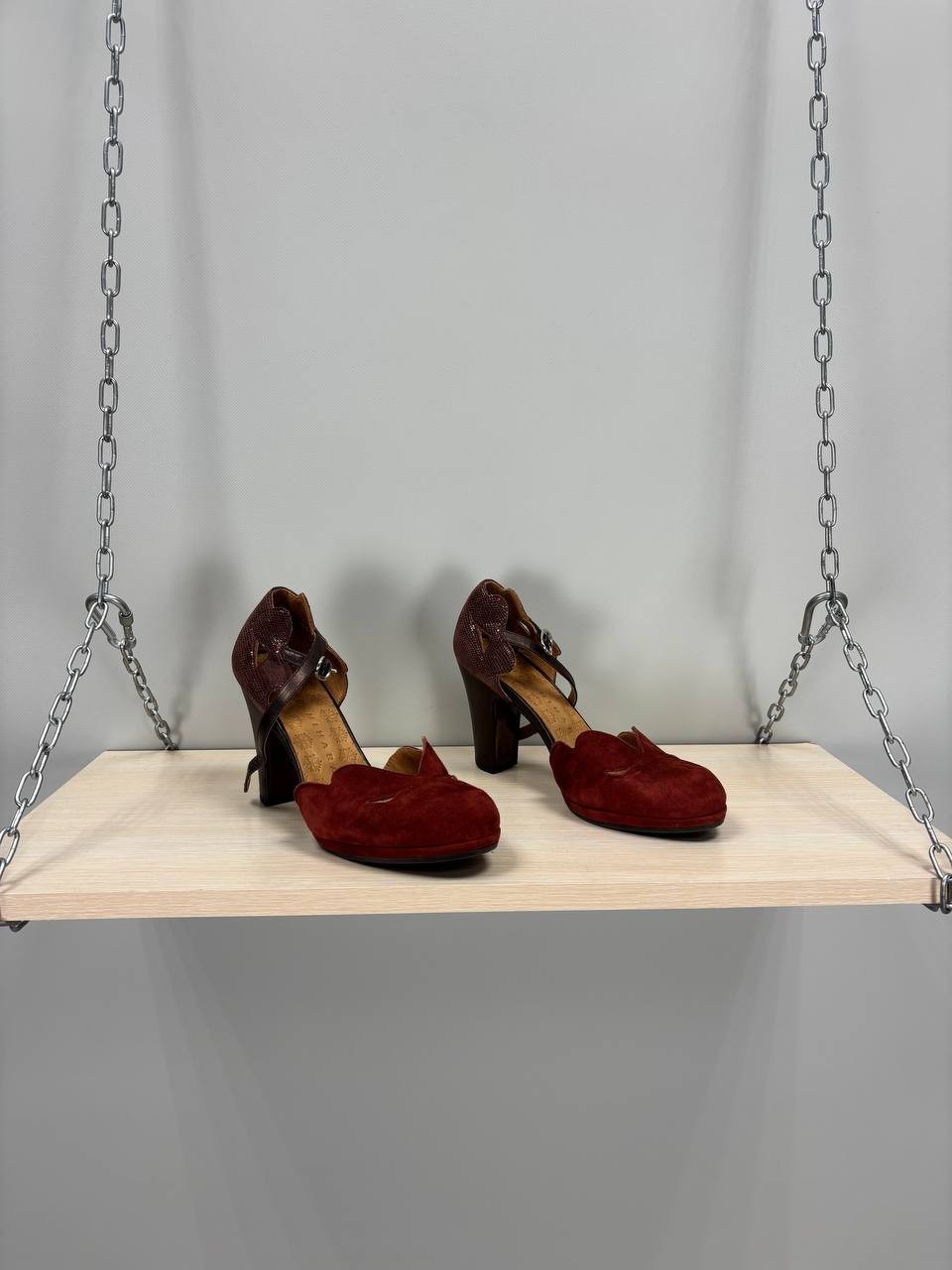 Womens heels Chie Mihara Size 37 1/2 Color Burgundy Duties Paid (USA)