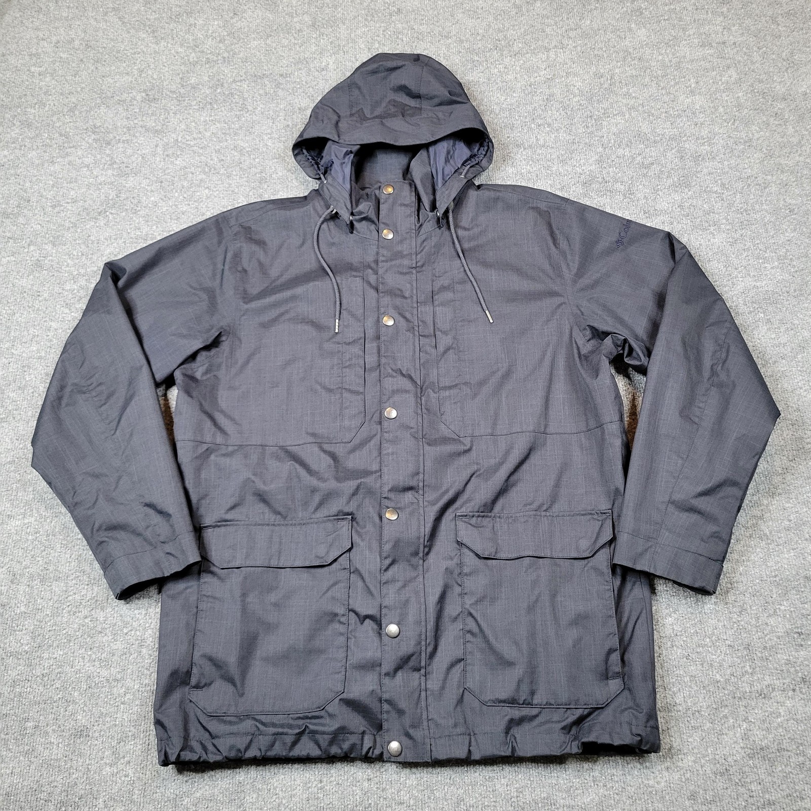 Columbia Jacket Mens Large Blue OmniTech Waterproof Hooded Coat Parka Shell Top