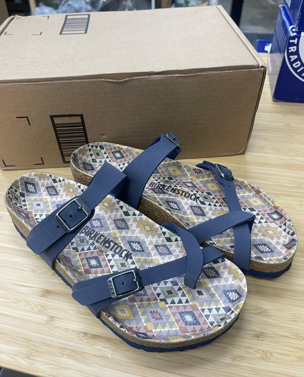 Birkenstock Mayari Vegan Ethno Navy Birkibuc Sandal, Size, EU39-US W8-M6