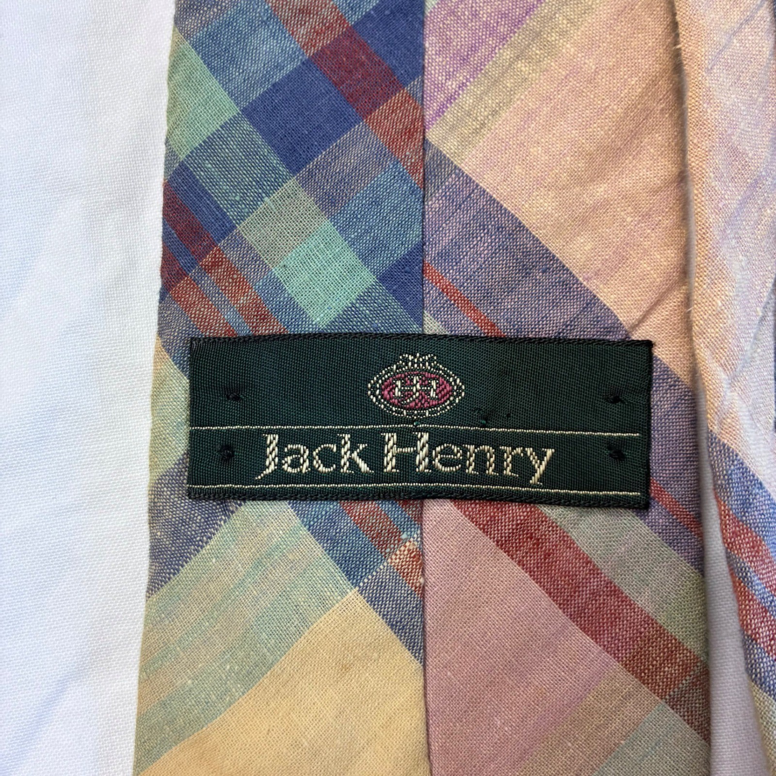 Jack Henry Vintage Hand Woven Mens Tie Cotton Madras Plaid Ivy League Academic