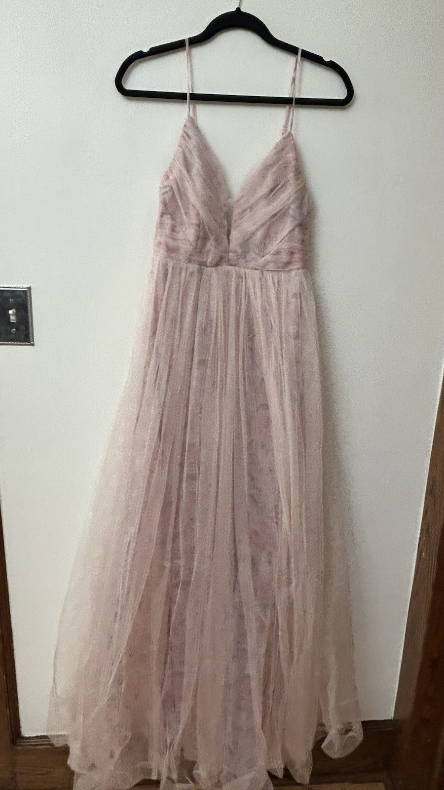 Maniju Blush Tulle Maxi Gown Sweetheart Sheer Zip Dress S/C MM2729 Size Small