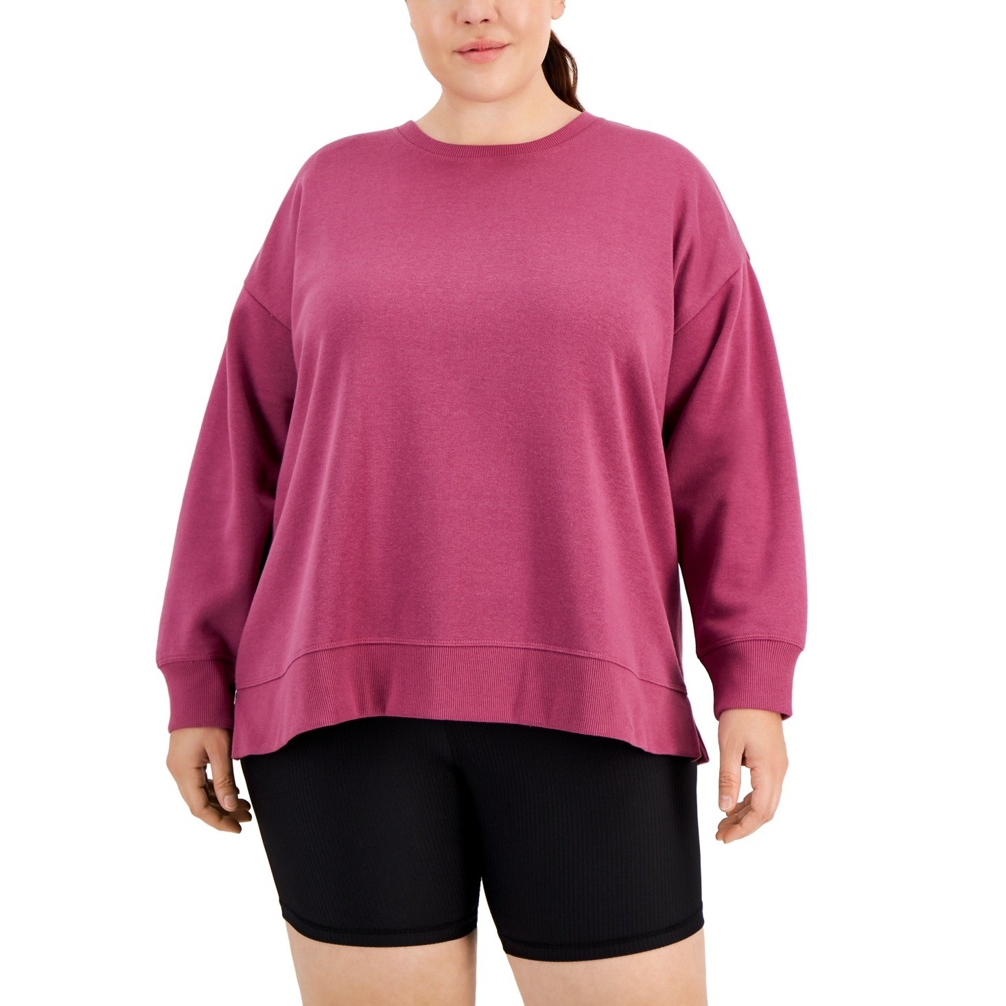 ID Ideology Plus Size Solid Crewneck Sweatshirt Violet Quartz 1X