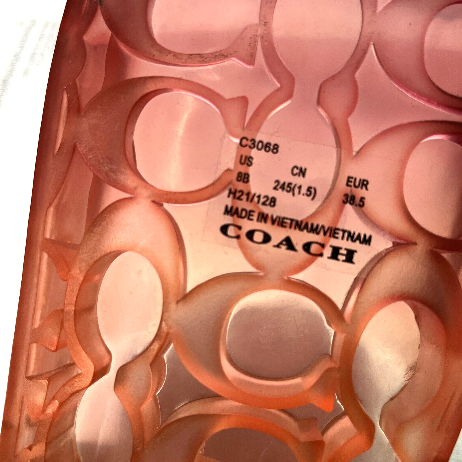 COACH Ulyssa Jelly Slide Sandals Tangerine Ombre Transparent Rubber Pool Size 8