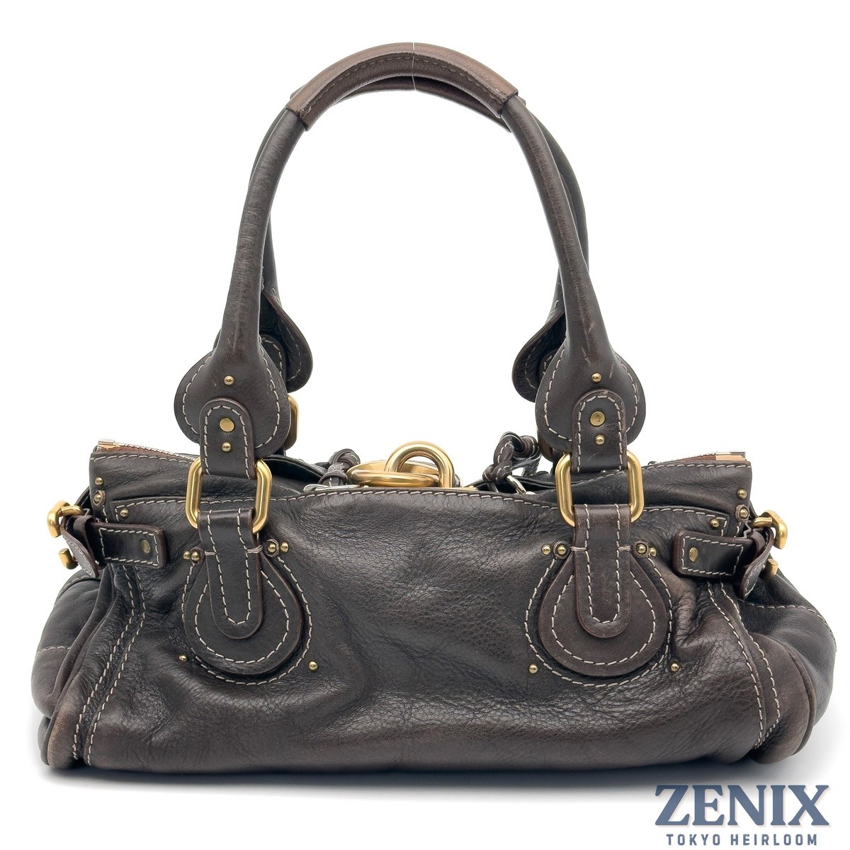 Chloe Paddington Chocolate Brown Leather Handbag Padlock Key Y2K Vintage Italy