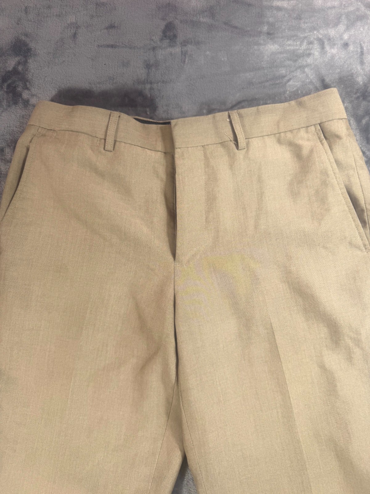 Dress Pants Mens 32×32 Khaki Flat Front Slash Pockets Straight Leg Formal