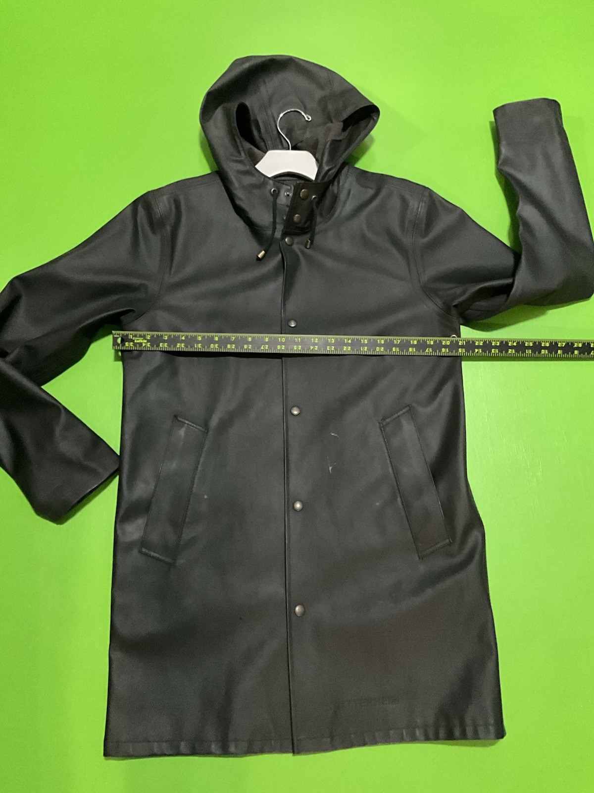 Stutterheim Stockholm Men’s Rubber PVC Waterproof Raincoat Black Size M