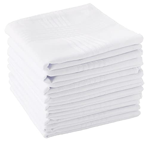 Men’s Handkerchiefs 100% Soft Cotton White Hankie Hankerchieves