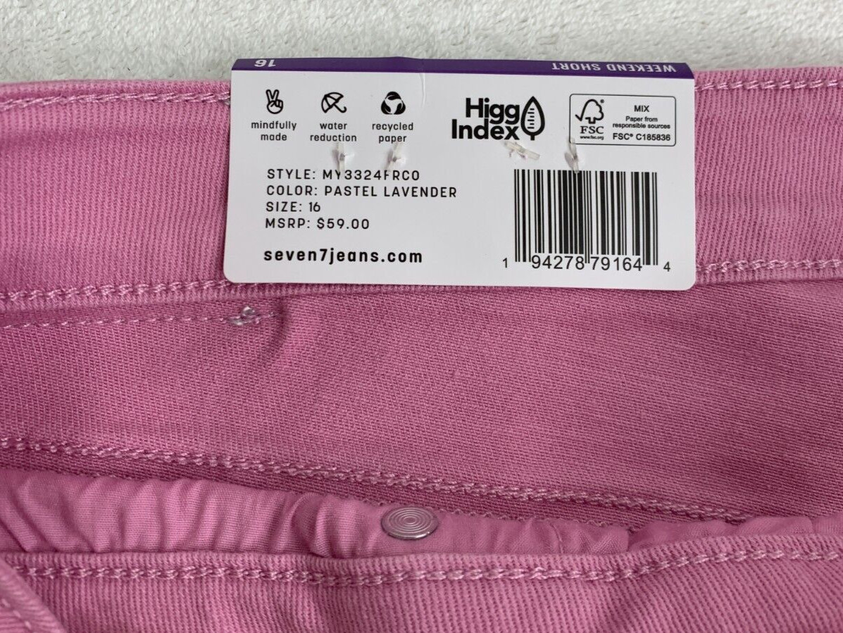 Seven7 Women’s 5″ Fray Hem Mid Rise Denim Weekend Short Lavender Size 16 NWT