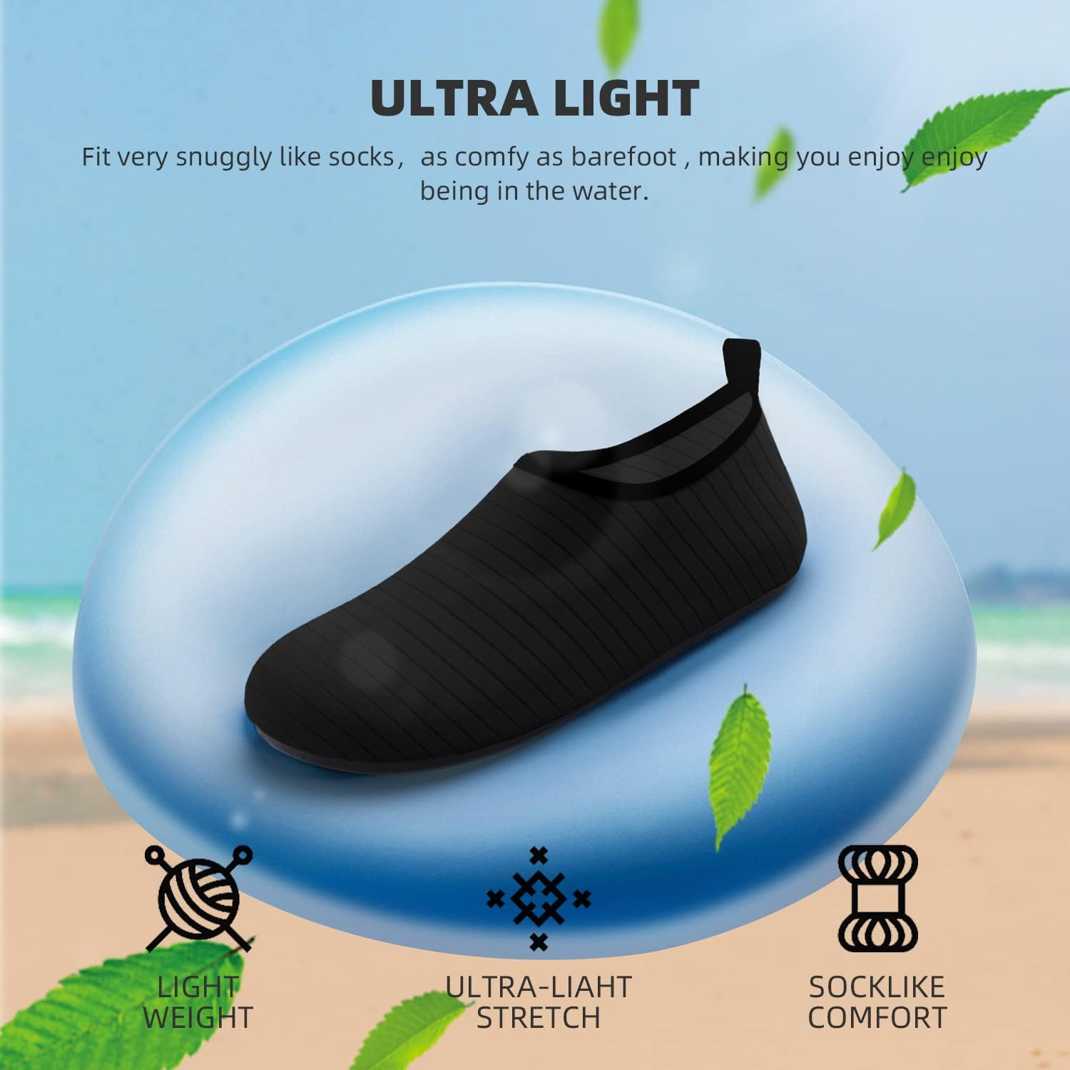 Quick Dry Water Shoes Slip-On Flexible Stretch Beach Pool Yoga Swim Shoes