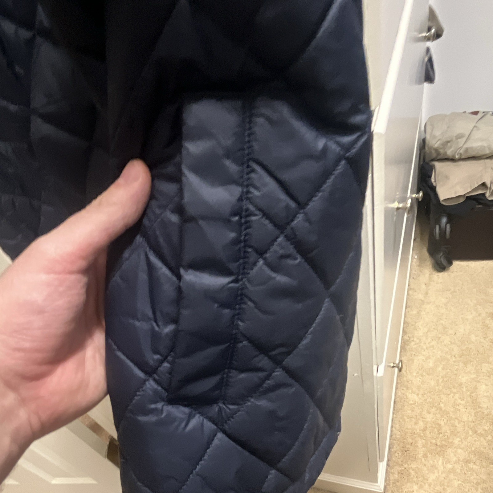 Barbour Signature Collection Men’s Navy Quilted Lined Snap Vest Stand Collar S