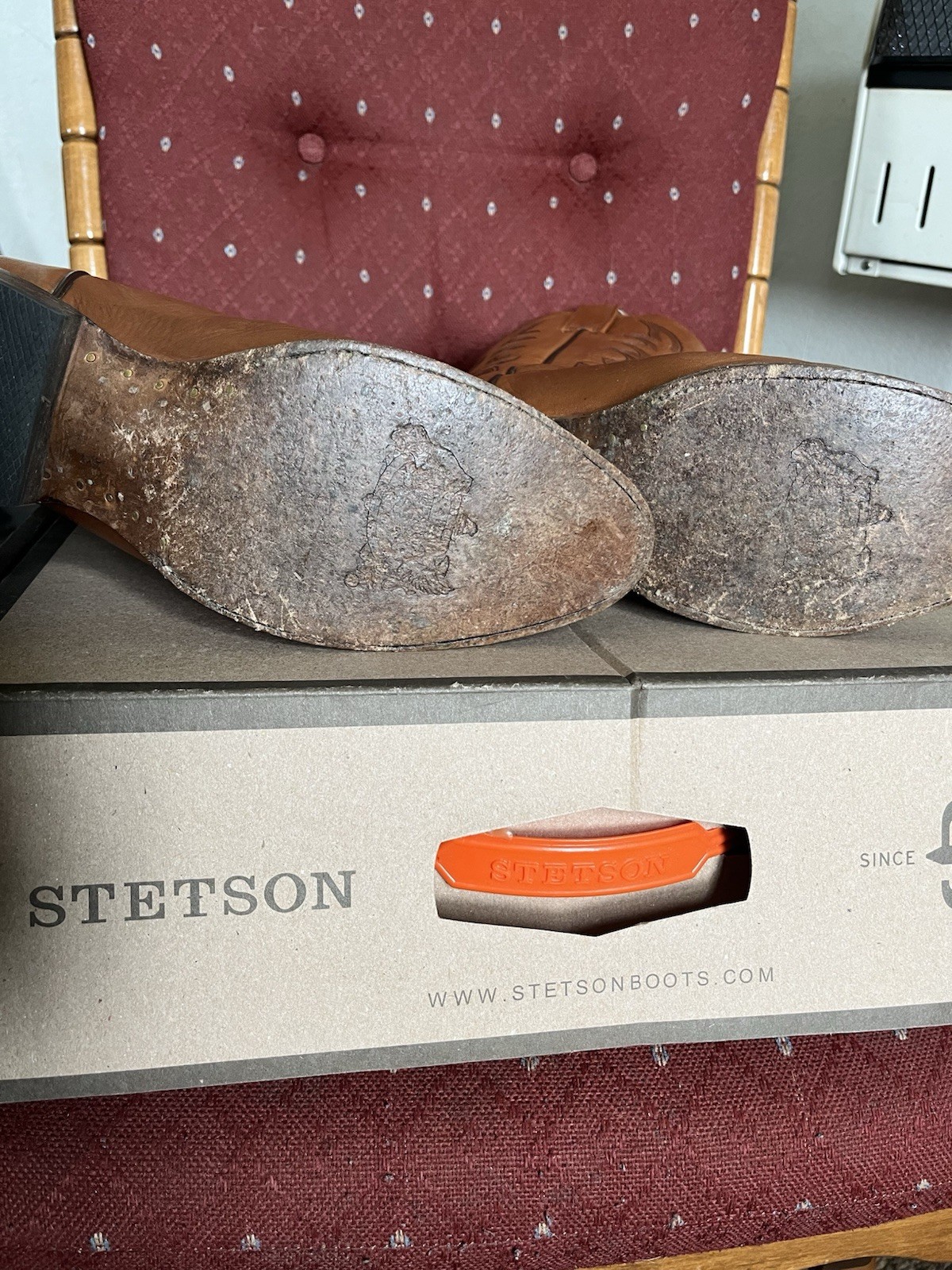 Stetson Sharp 11D Mens R Toe Western Cowboy Boots W/Box Made In USA