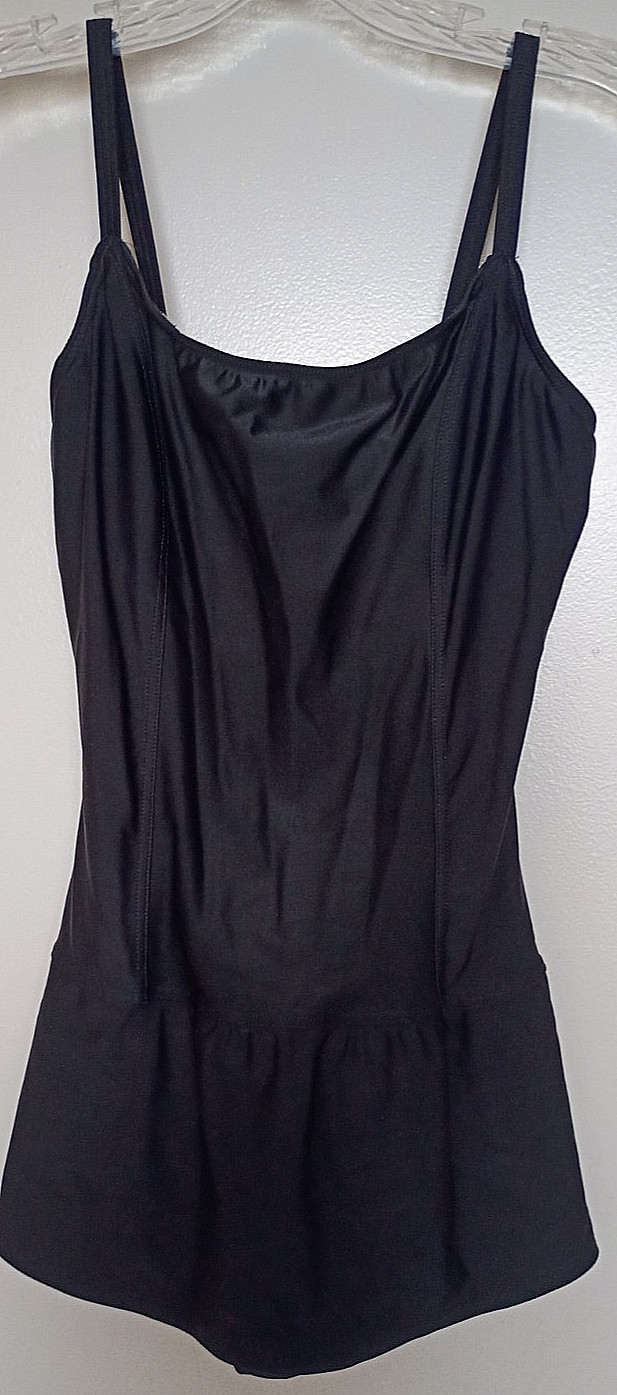 Christina 80% nylon, 20% spandex solid black skirted swimsuit Size 14