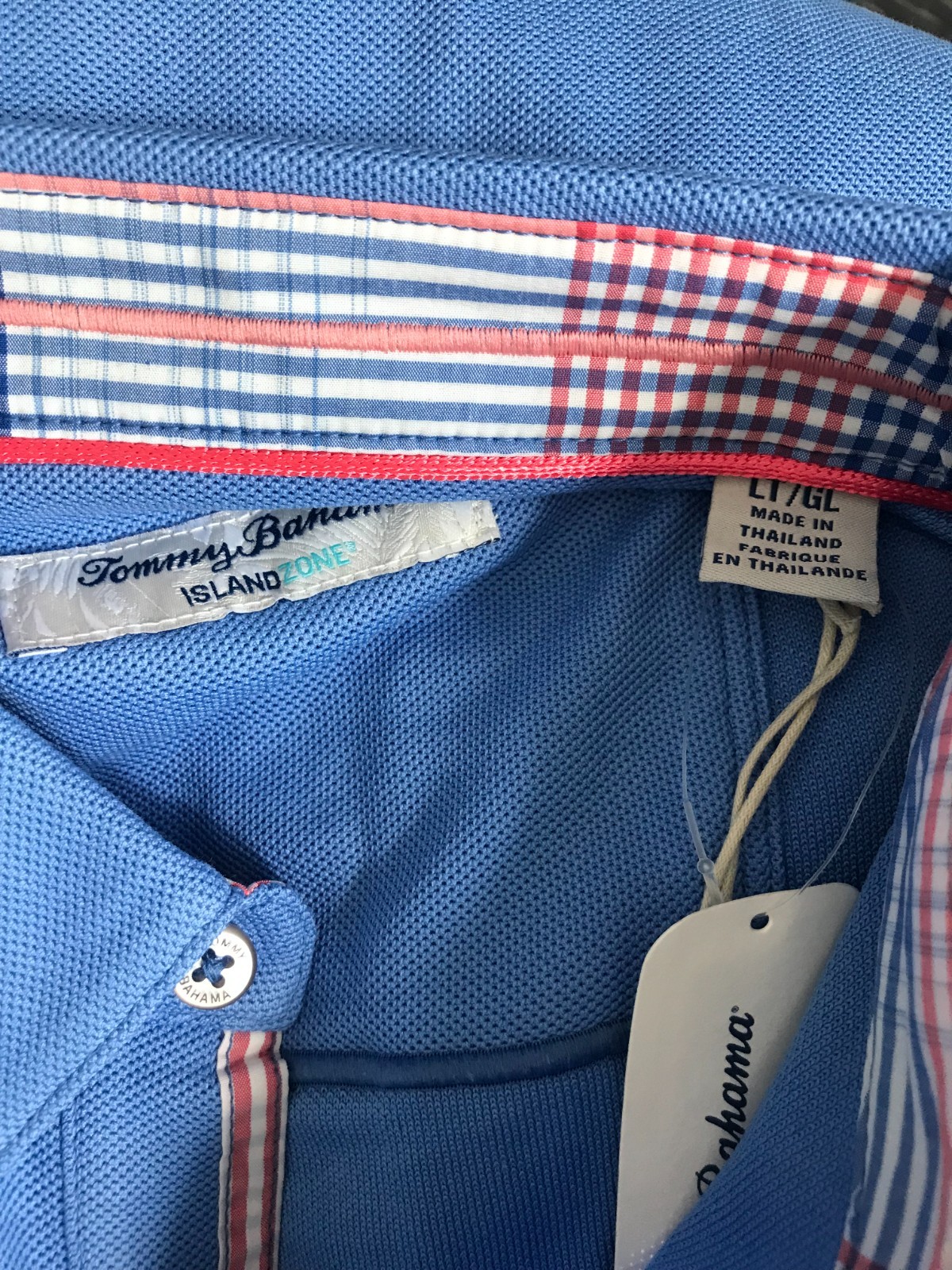 Tommy Bahama BT Men’s Size LT Bluebell Summer Lake Check Five Oclock Golf Polo