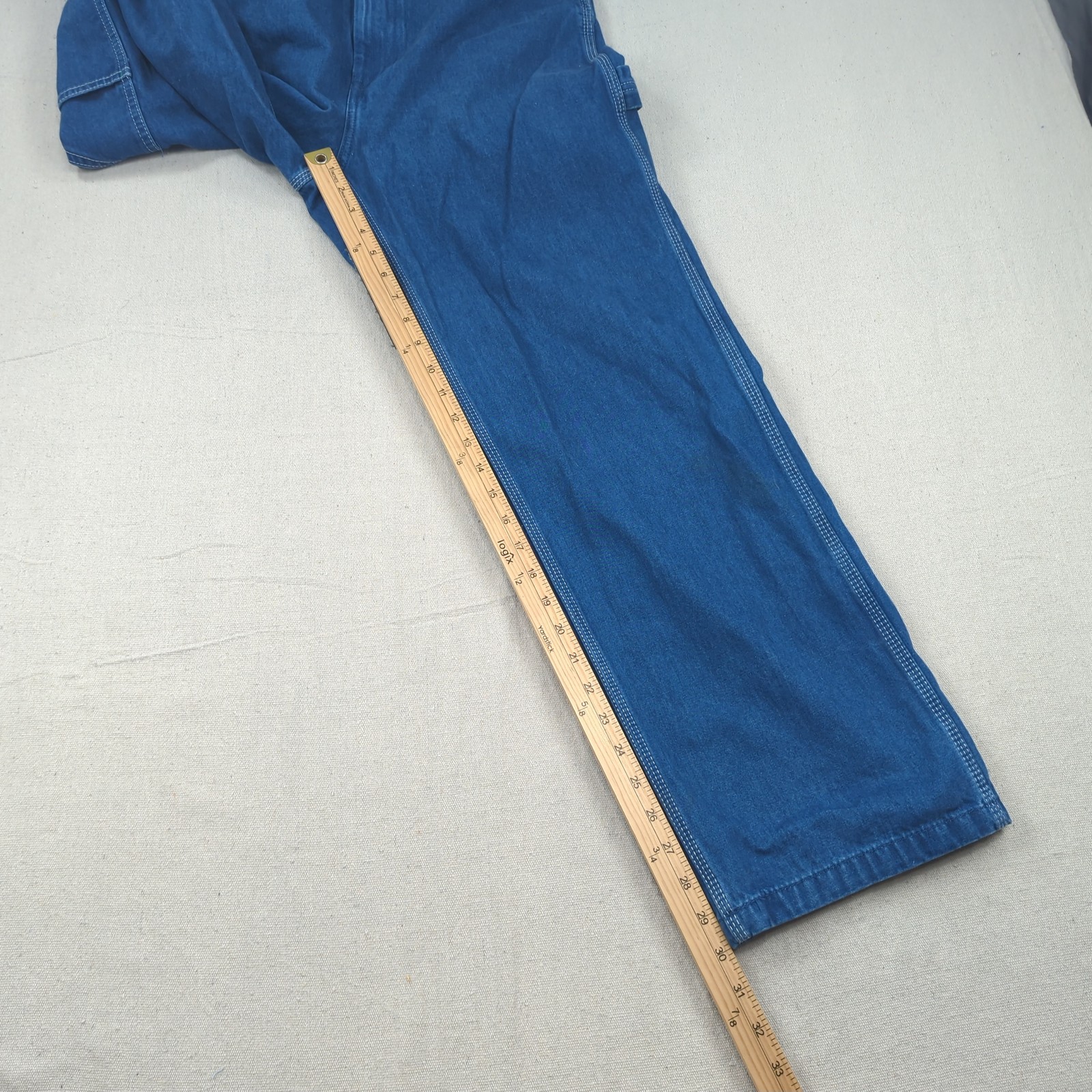 Liberty Overalls Mens 34×30 Blue Denim Utility Hammer Loop Carpenter Workwear