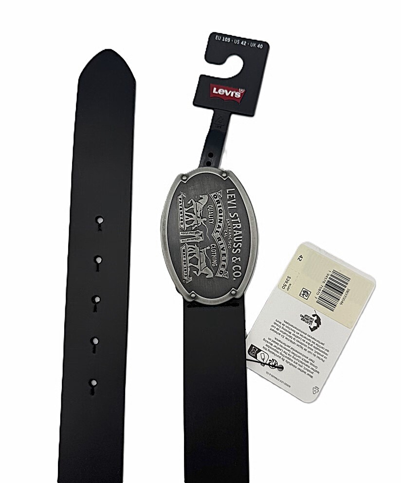 Levi’s Men’s 1.49 In (38MM) Bovine Leather Belt Black Size 42 (8707)