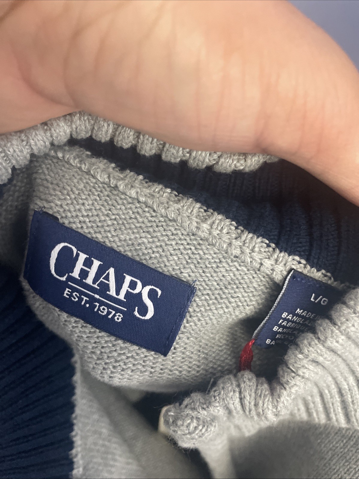Chaps RALPH LAUREN Men’s Sweater USA American Flag Gray 1/4 Zip Size Large NWT