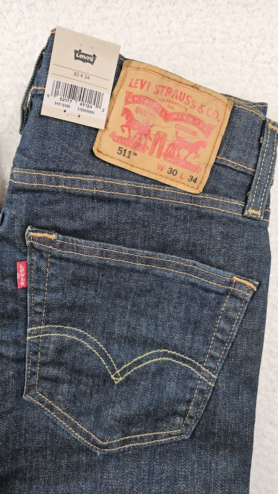 Levis 511 Slim Fit Mens Jeans Stretch 30×34 Blue Dark Wash Denim Cotton Blend