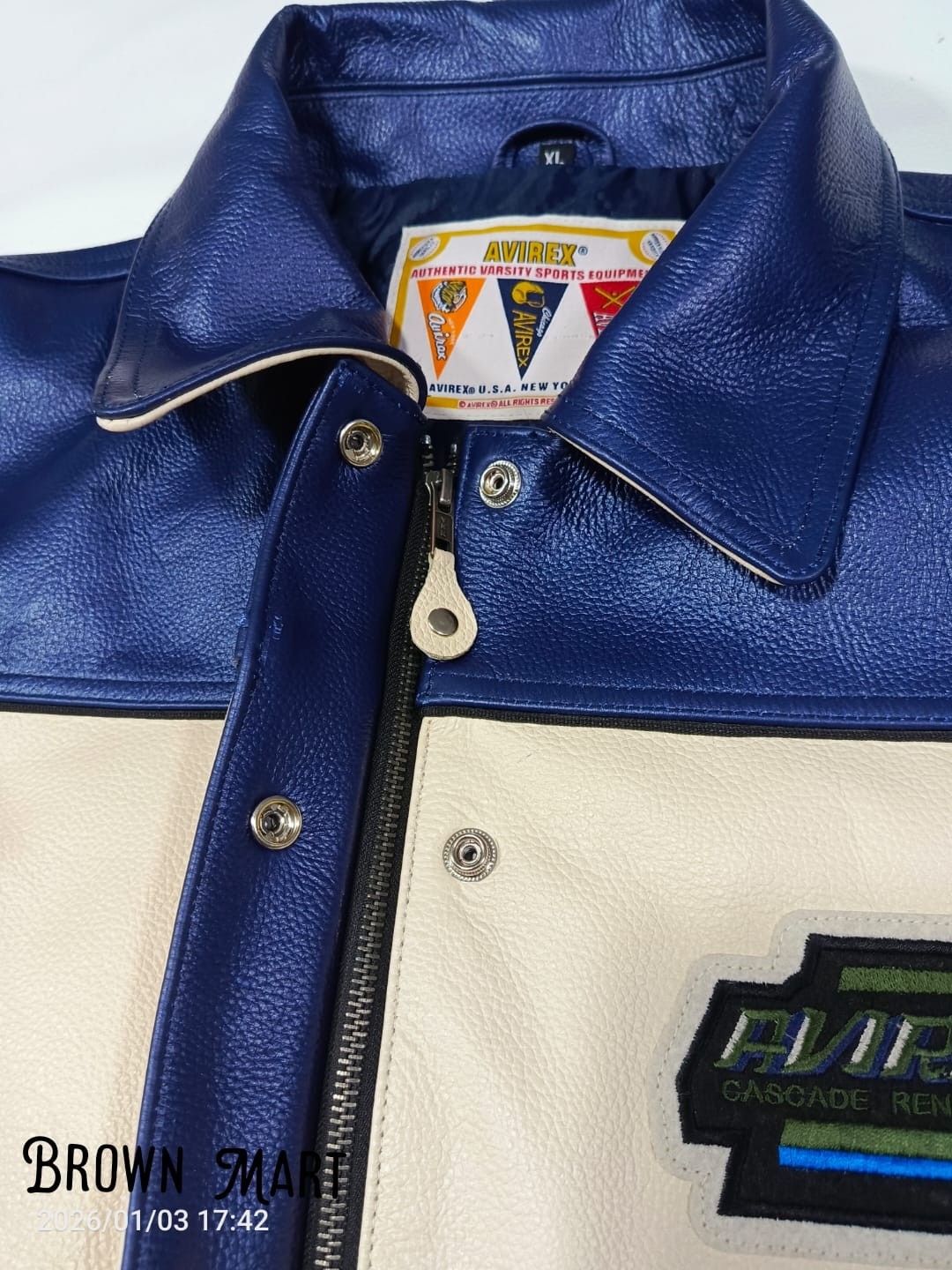 RARE Vintage 90s Avirex Cascade Renegades Indian leather Varsity Jacket