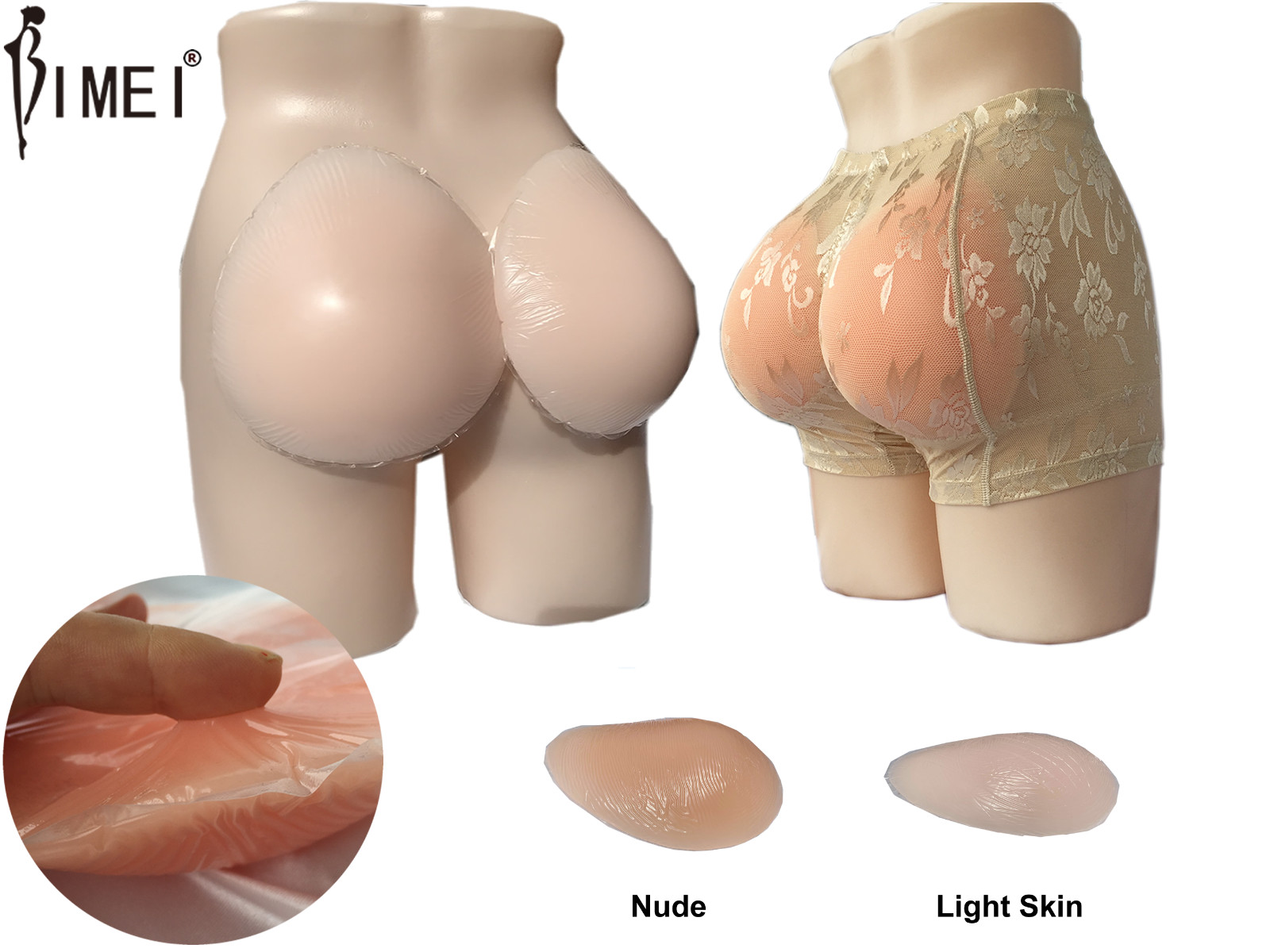 BIMEI 1000g Self-Adhesive Silicone Padded Women Butt Hip Up Padded Enhancer