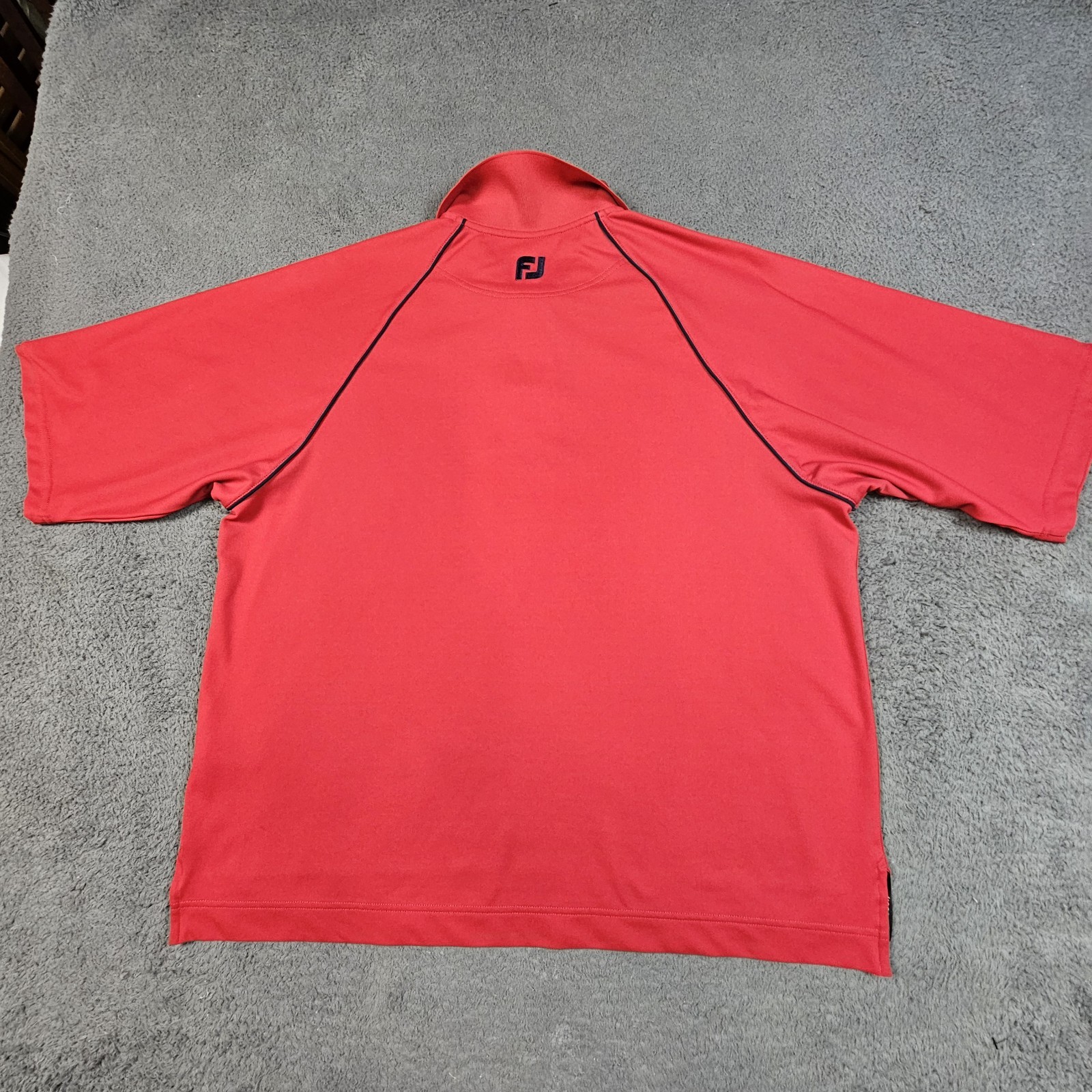 Footjoy Golf Polo Mens Large Red with black trim Golf Polo Performance Shirt