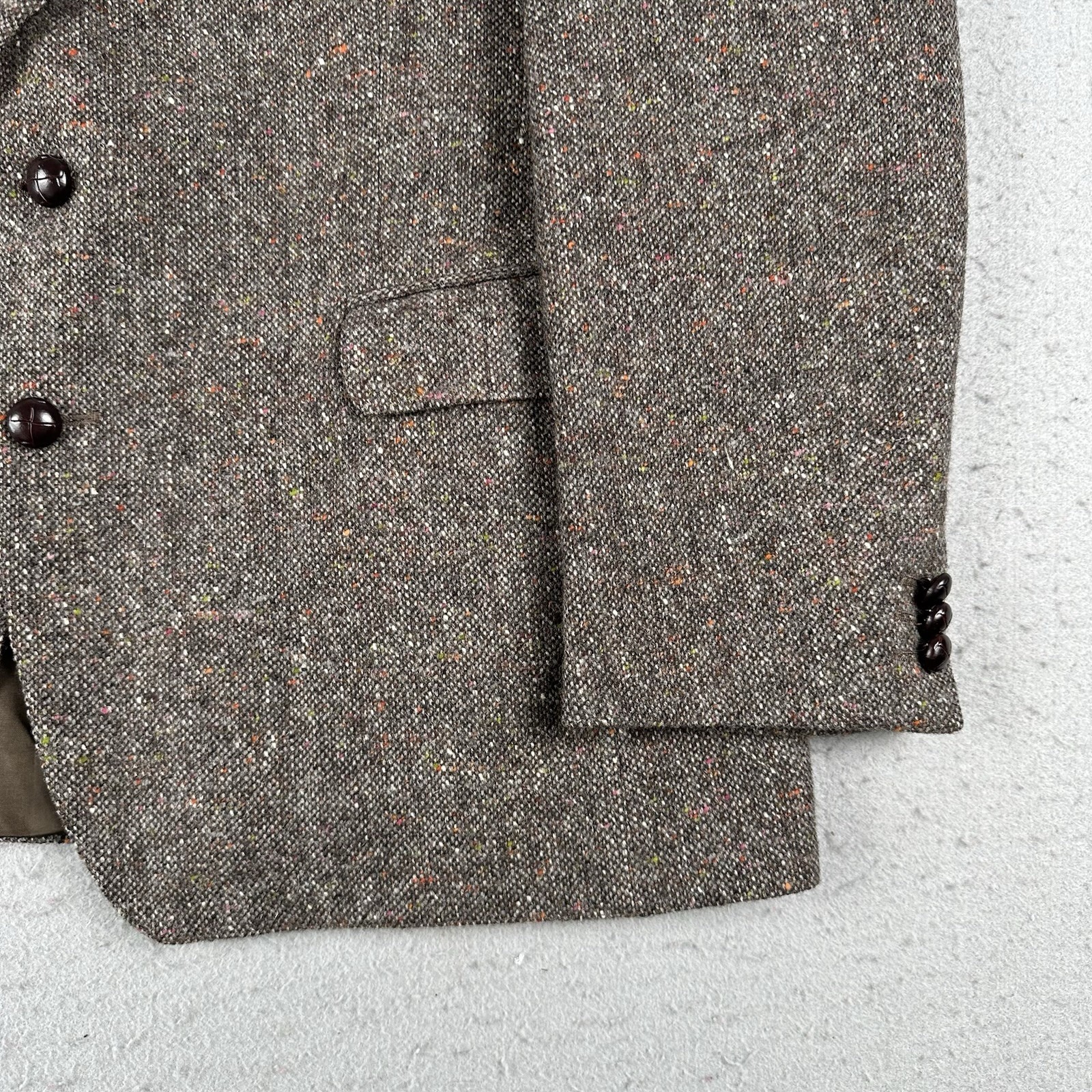 John Molloy Blazer Men’s 40 Long Brown Donegal Tweed Wool Jacket 2 Button