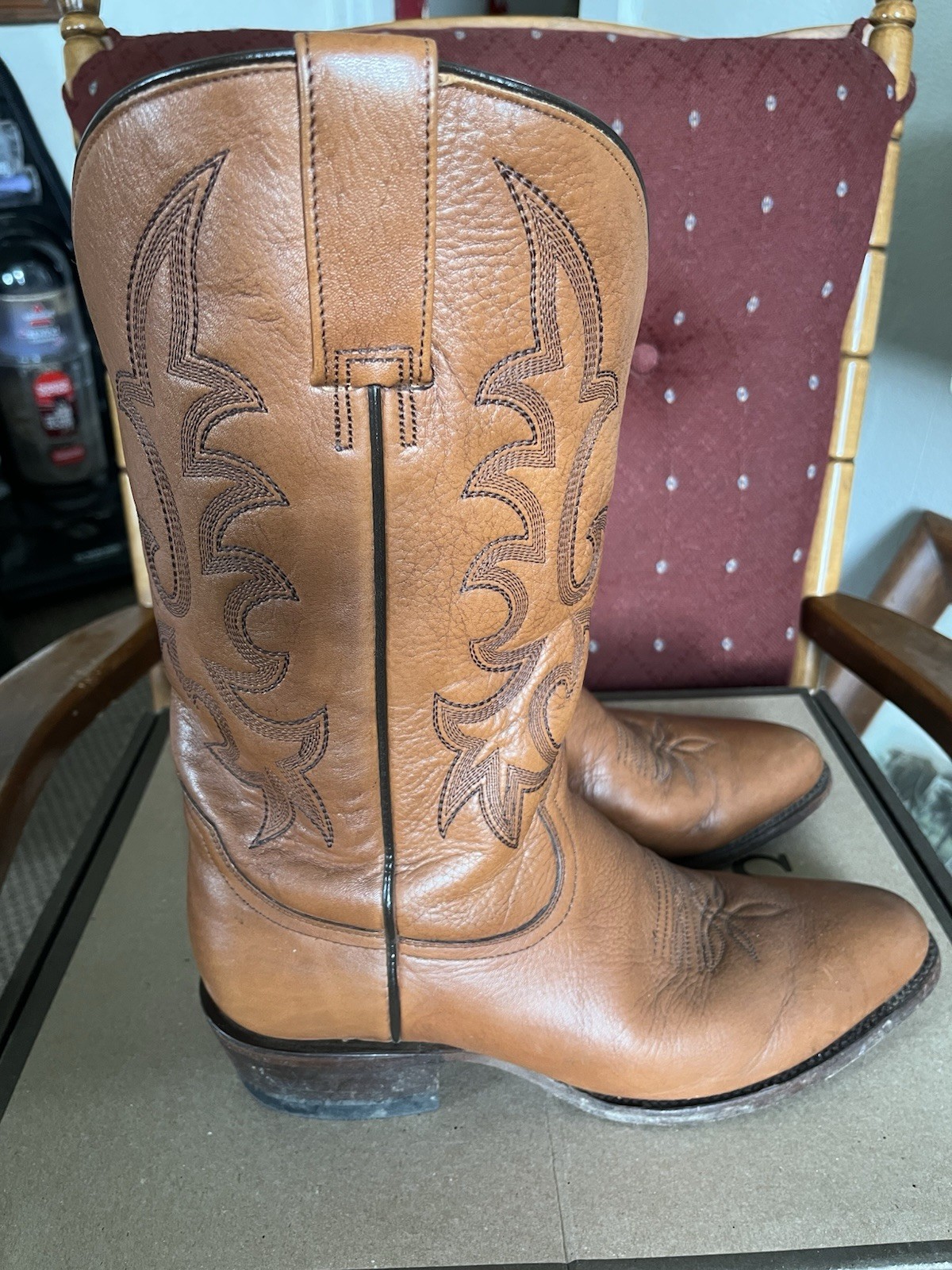 Stetson Sharp 11D Mens R Toe Western Cowboy Boots W/Box Made In USA