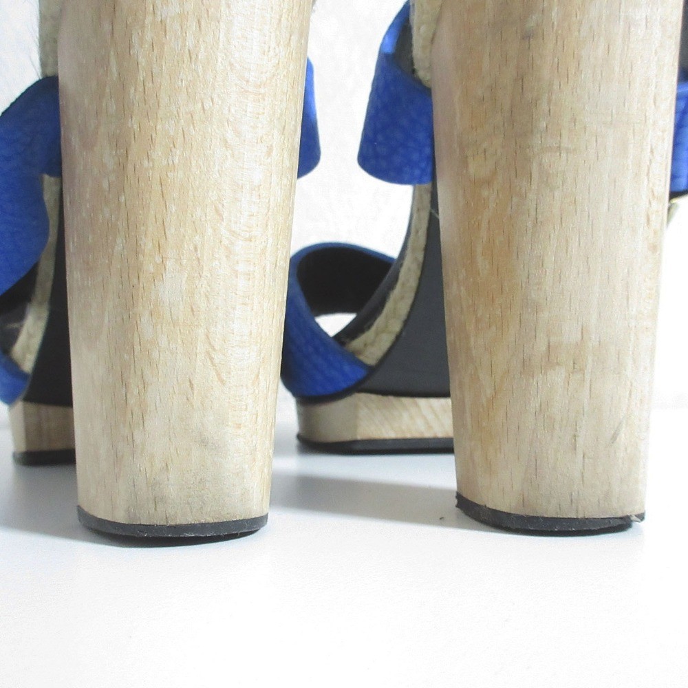 PIERRE HARDY Wood Heel Belt Sandals, Approx. 9.1″”, Blue Women USED