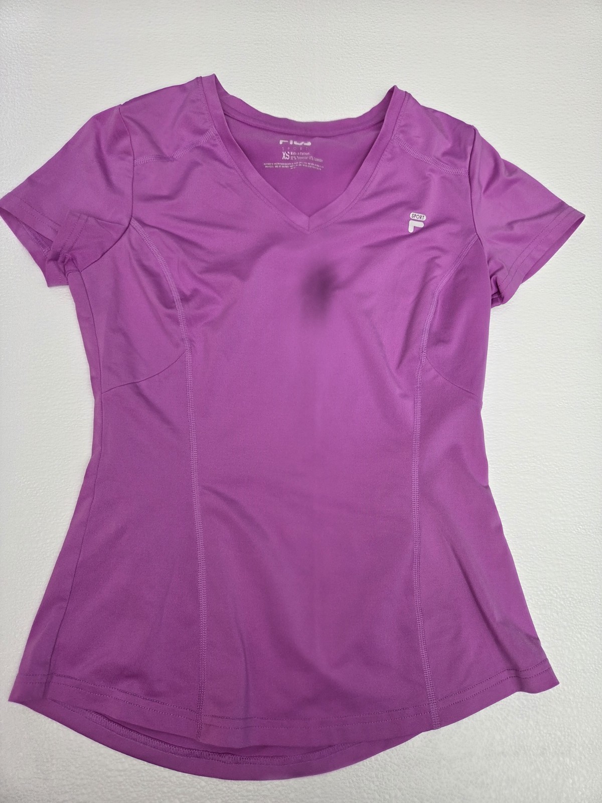 FILA Sport women’s purple v-neck short sleeve stretch t-shirt XS workout