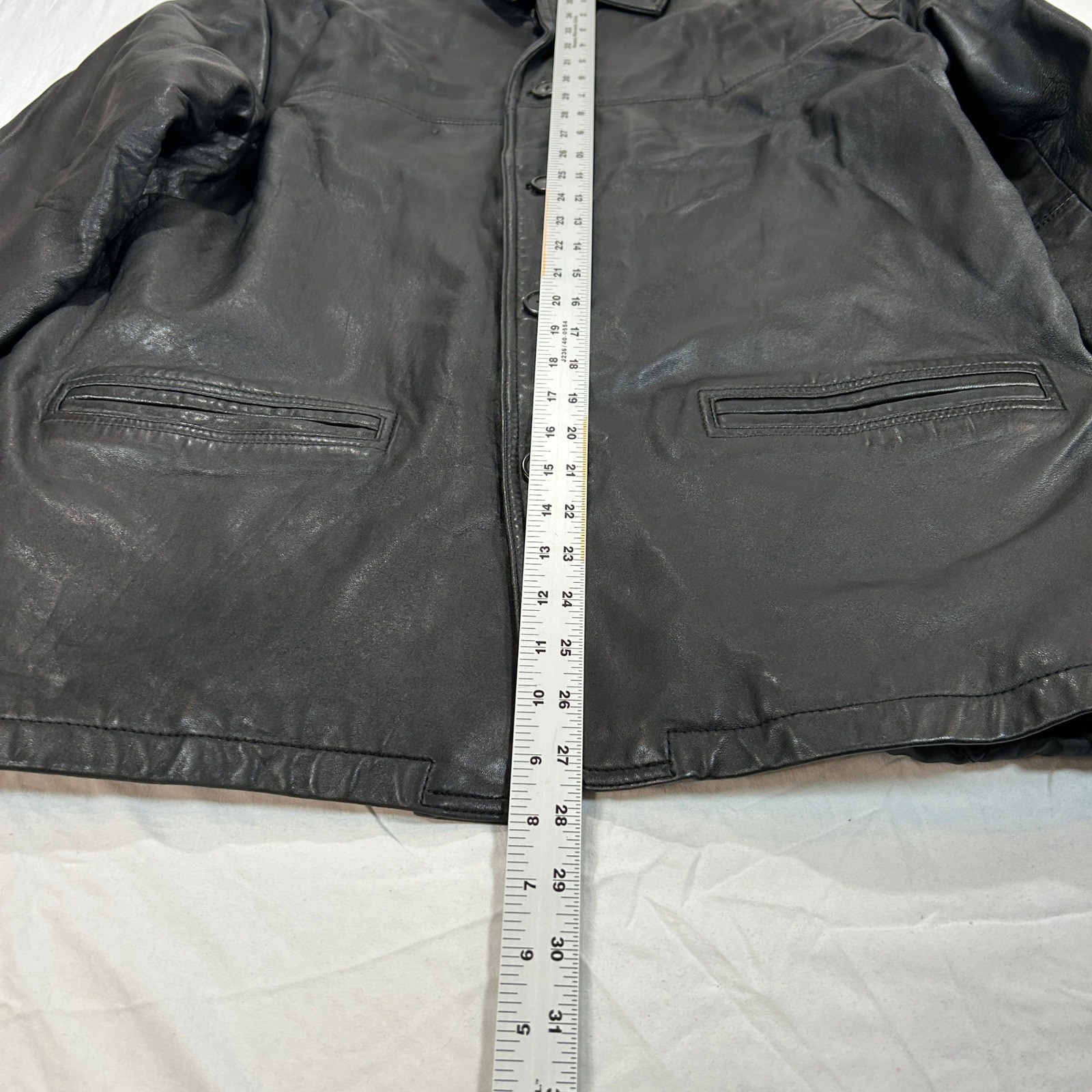 Knightsbridge Mens Black Genuine Leather Quilted Lined Button Front Jacket Large