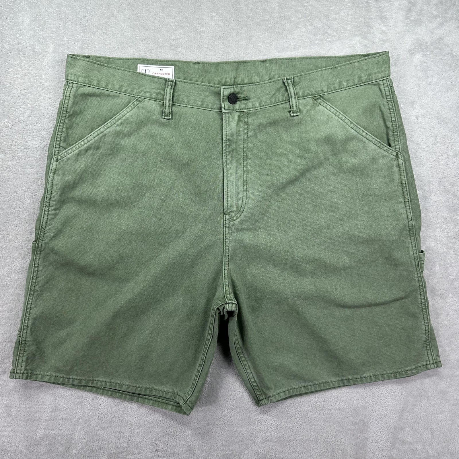 GAP Carpenter Shorts Mens 40 Twig Green Utility Canvas Hammer Loop Workwear
