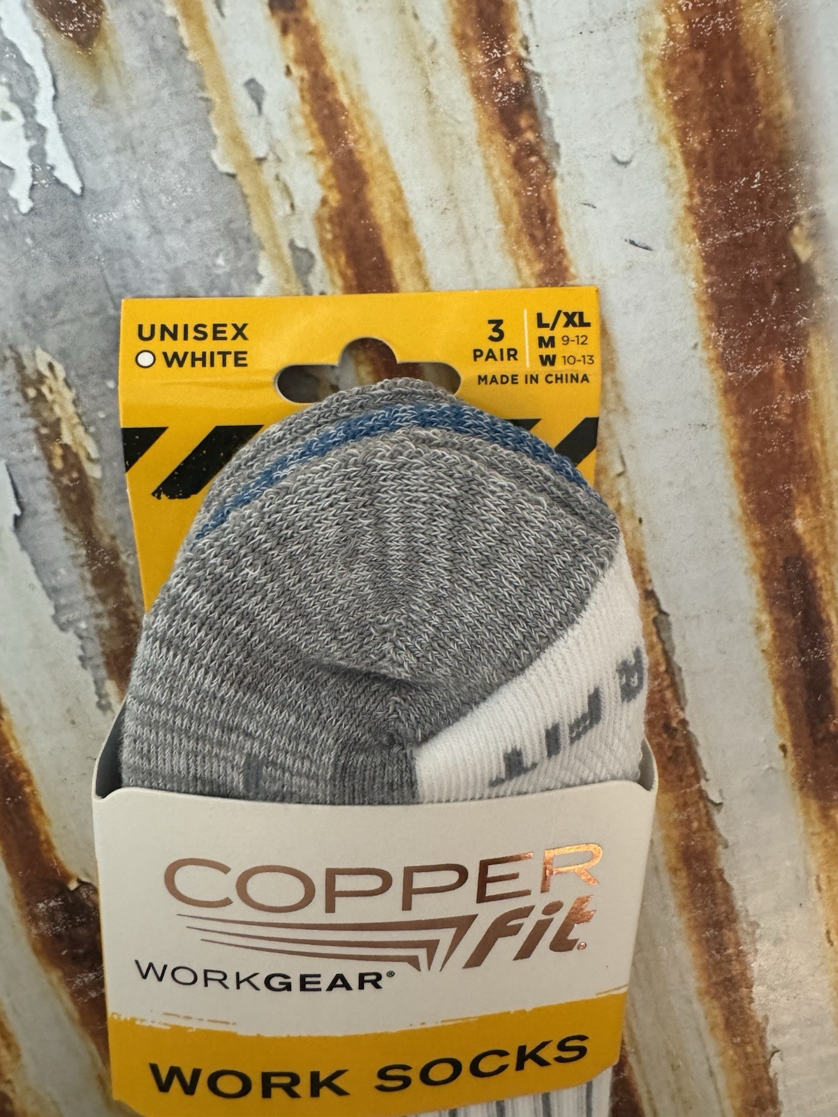 Copper Fit 3 PAIR Ankle Socks Copper Infused Compression Size L/XL White Gray+