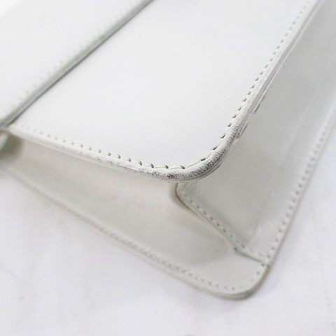 GENNY Leather Shoulder Bag White AB 17cm x 8.3in Crossbody Women’s