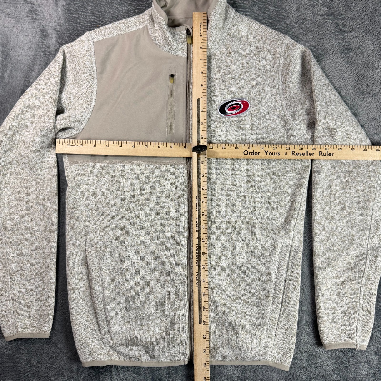 Carolina Hurricanes NHL Antigua Beige Heather Full Zip Men’s Small Fleece Jacket