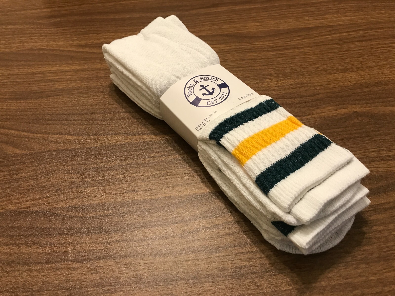 Yacht & Smith Cotton Tube Socks, Referee Style, Size 10-13 White W/Stripes
